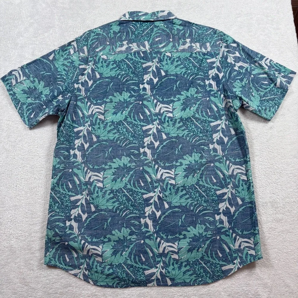Travis Mathew Shirt‎ Mens XL Blue Cotton Floral Travel Summer Outing Button Up